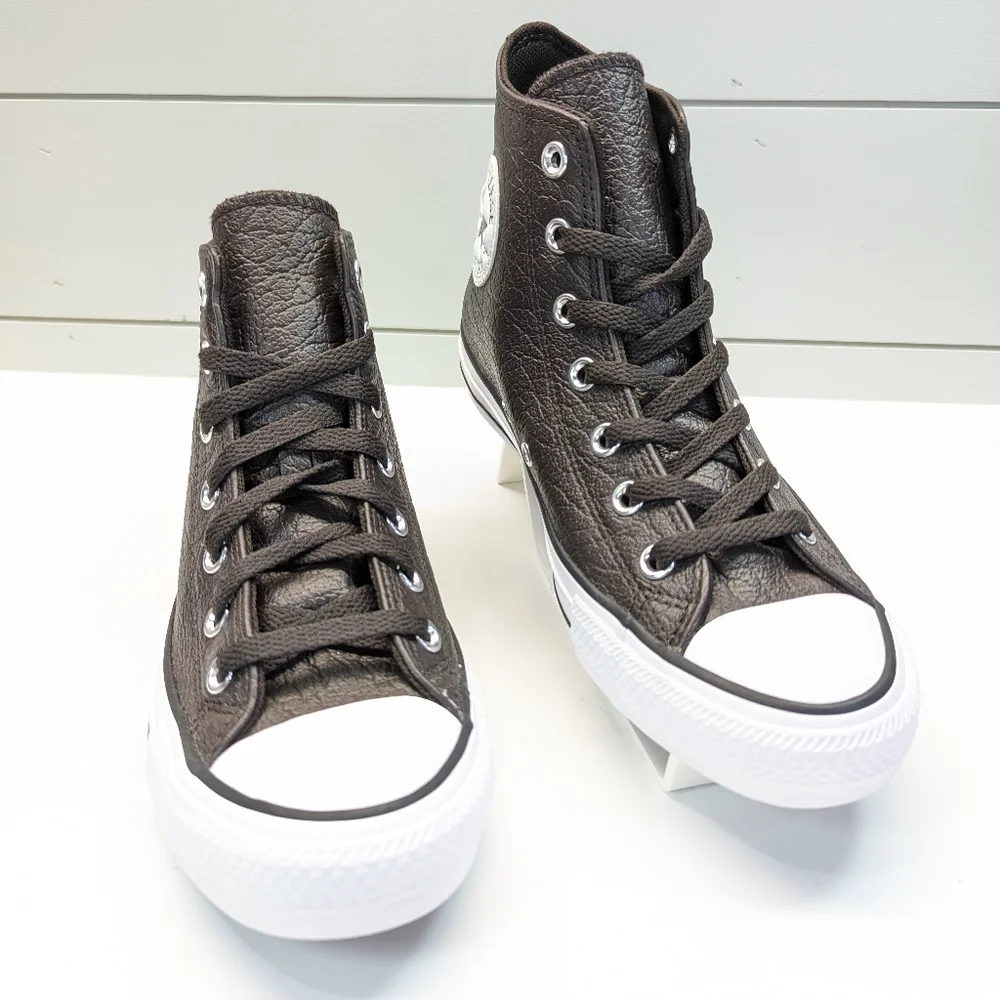 Converse Chuck Taylor All Star Tumbled Hi Velvet Brown Leather Sneakers Men's 6